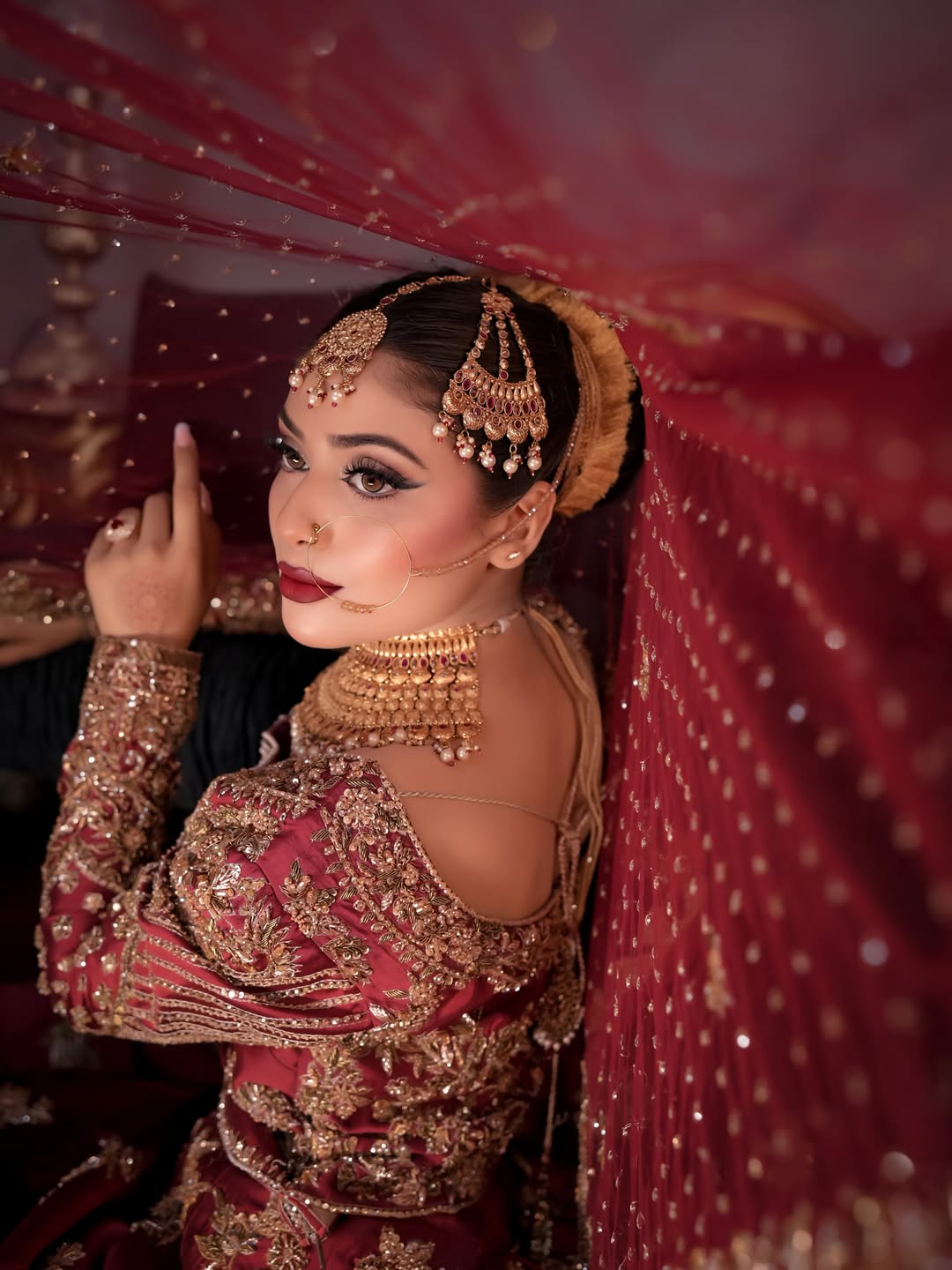 AHMAD SULTAN RED PLAIN LEHNGA CHOLI
