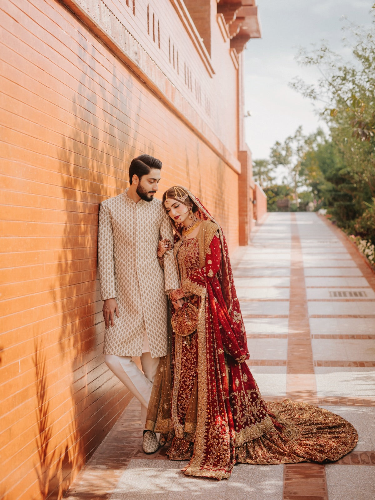 HARIS SHAKEEL FRONT SLIT FRESH RED