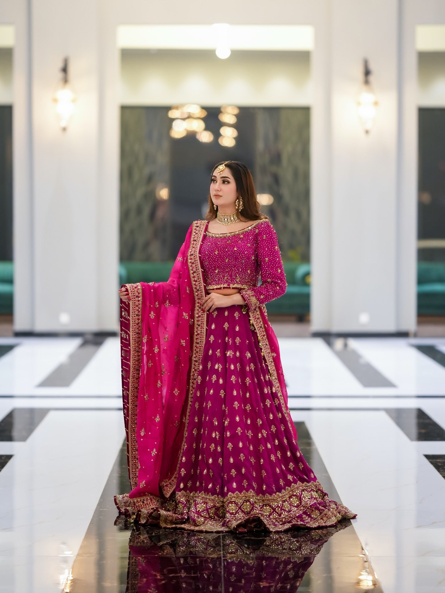 MOHSIN NAVEED RANJHA HOT PINK LEHNGA CHOLI-MNR24
