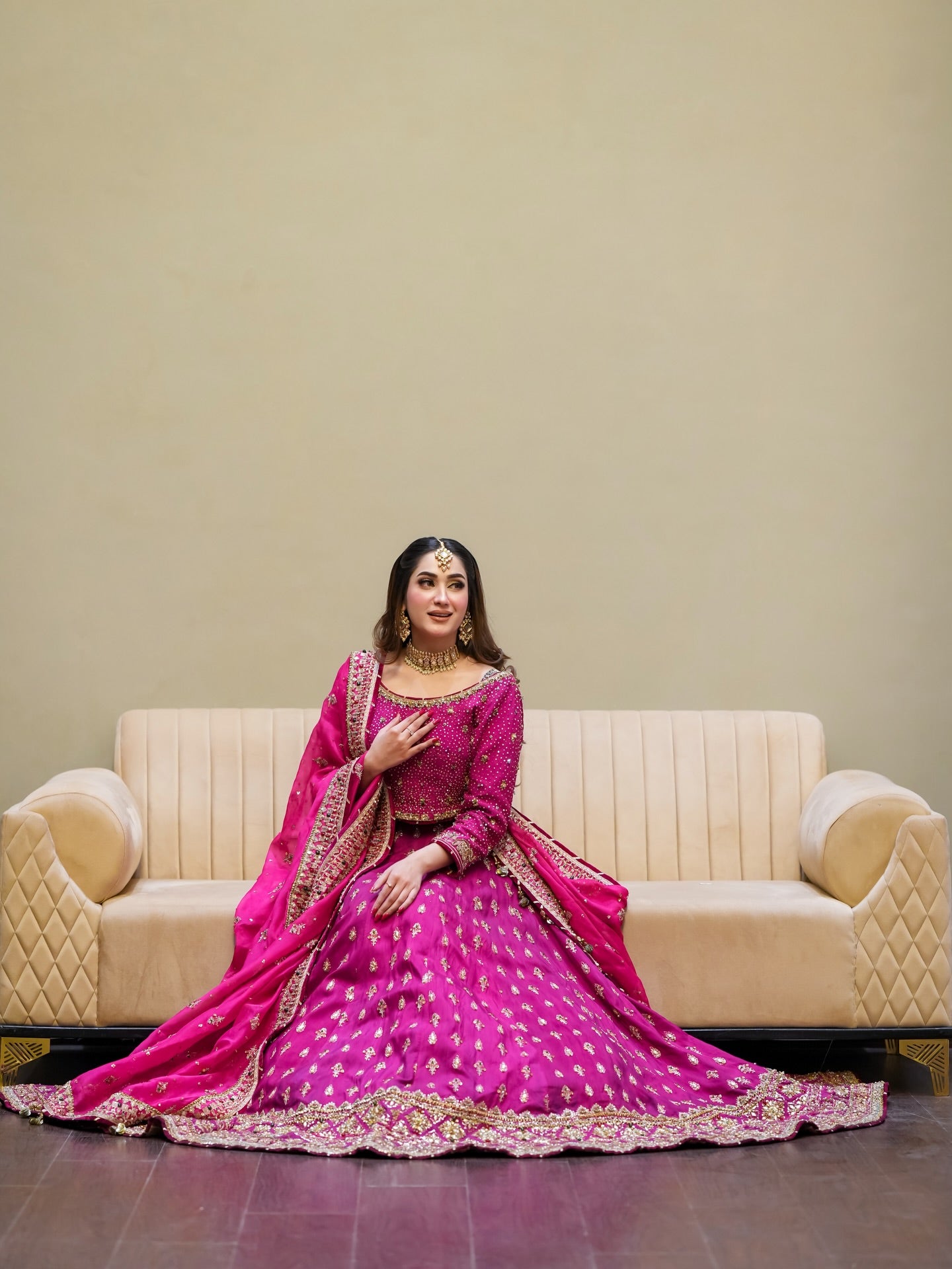 MOHSIN NAVEED RANJHA HOT PINK LEHNGA CHOLI-MNR24