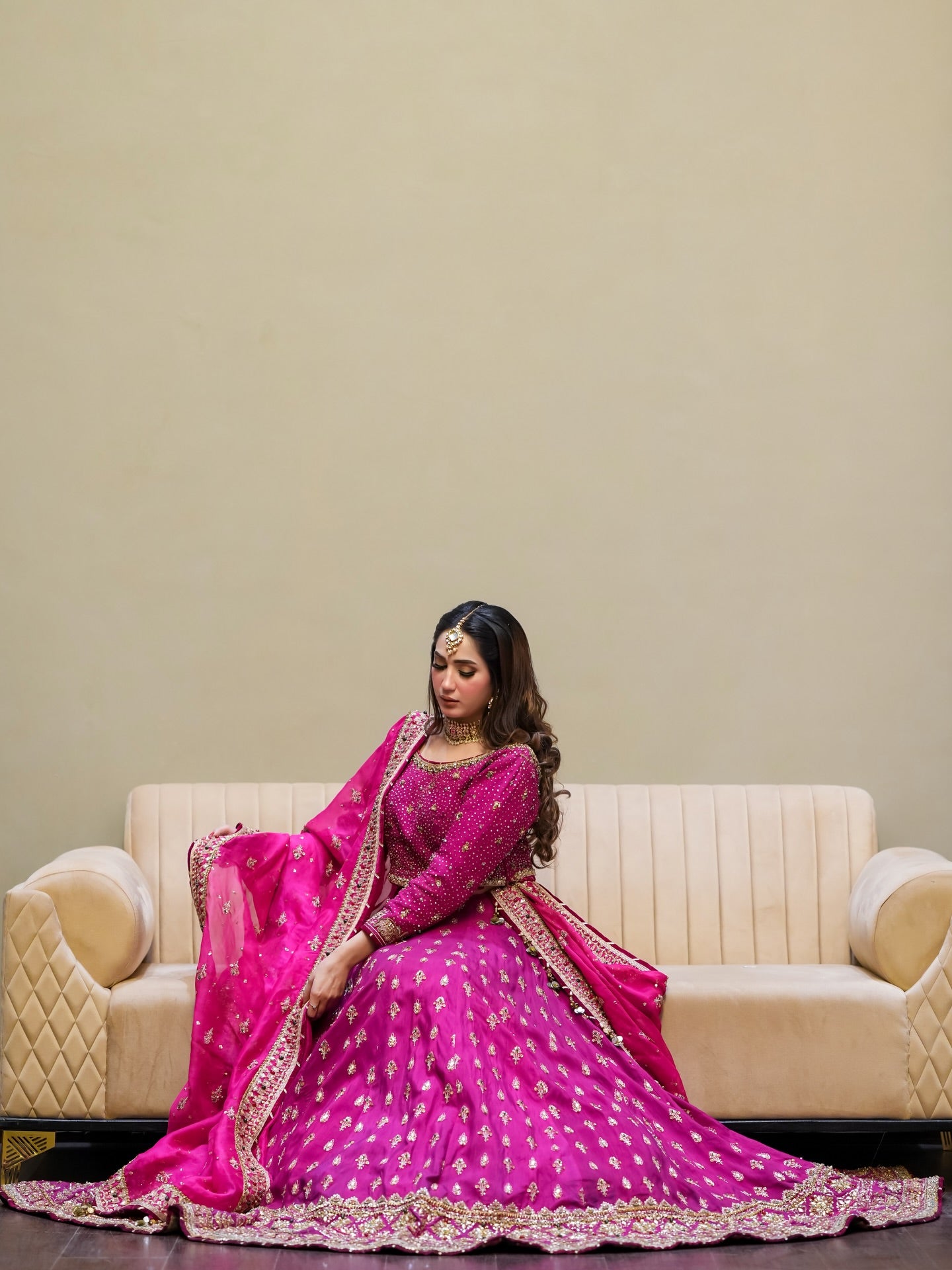 MOHSIN NAVEED RANJHA HOT PINK LEHNGA CHOLI-MNR24