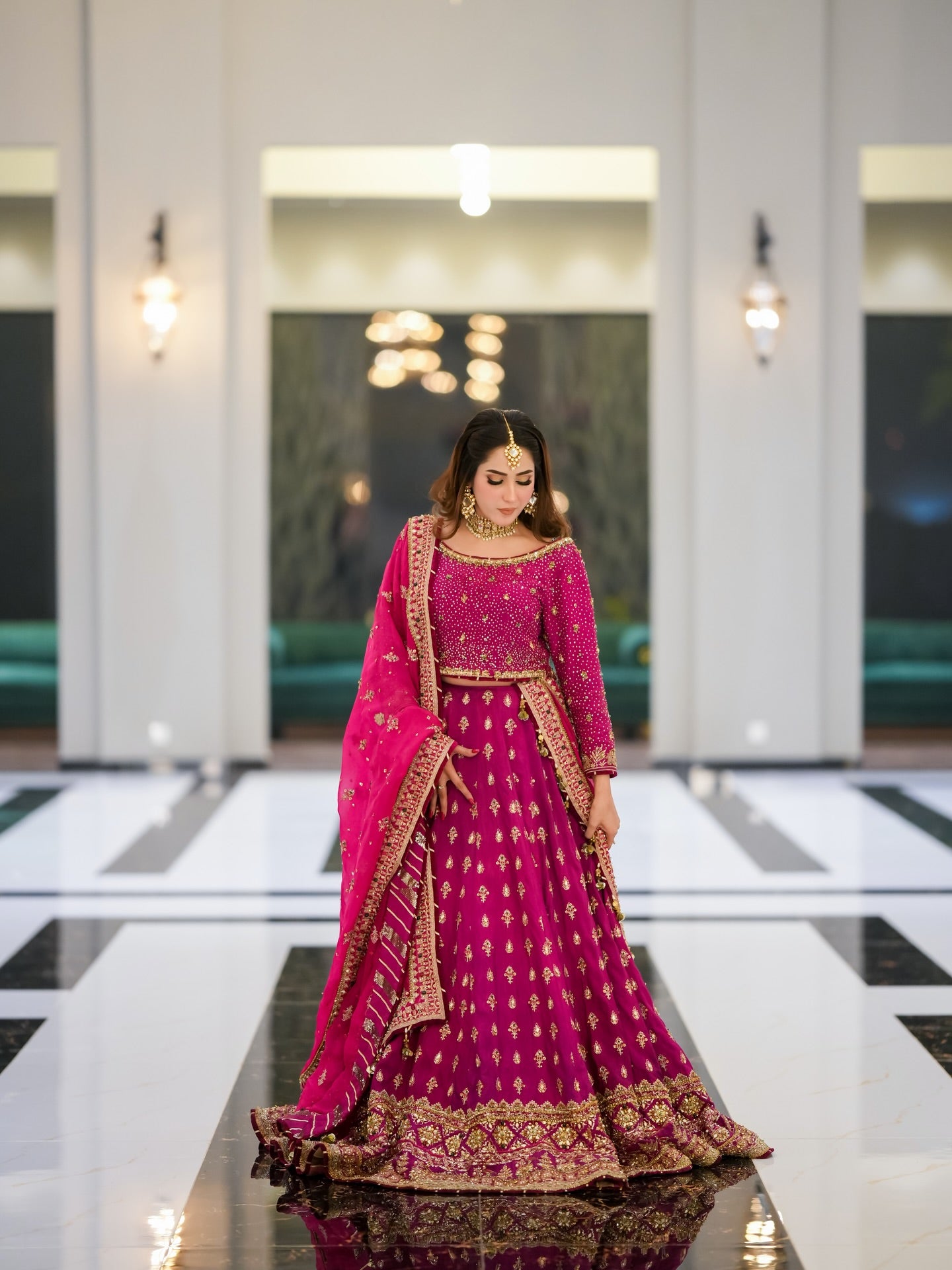 MOHSIN NAVEED RANJHA HOT PINK LEHNGA CHOLI-MNR24