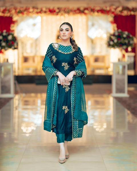 USAMA SILK VELVET TEAL-US01 – Sassy Brides
