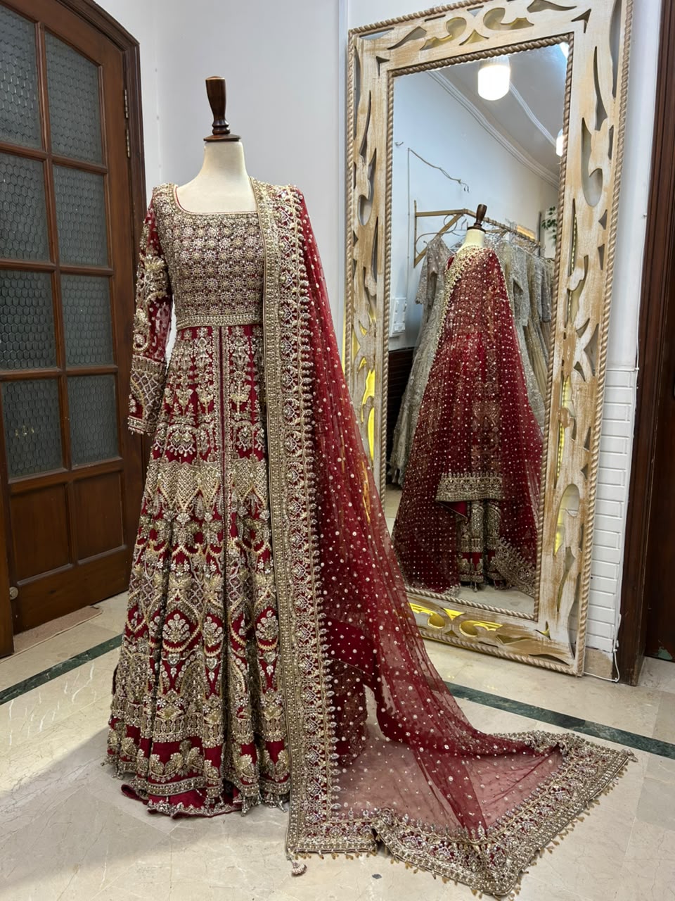 FAIZA SAQLAIN RED PISHWAS FOR SALE