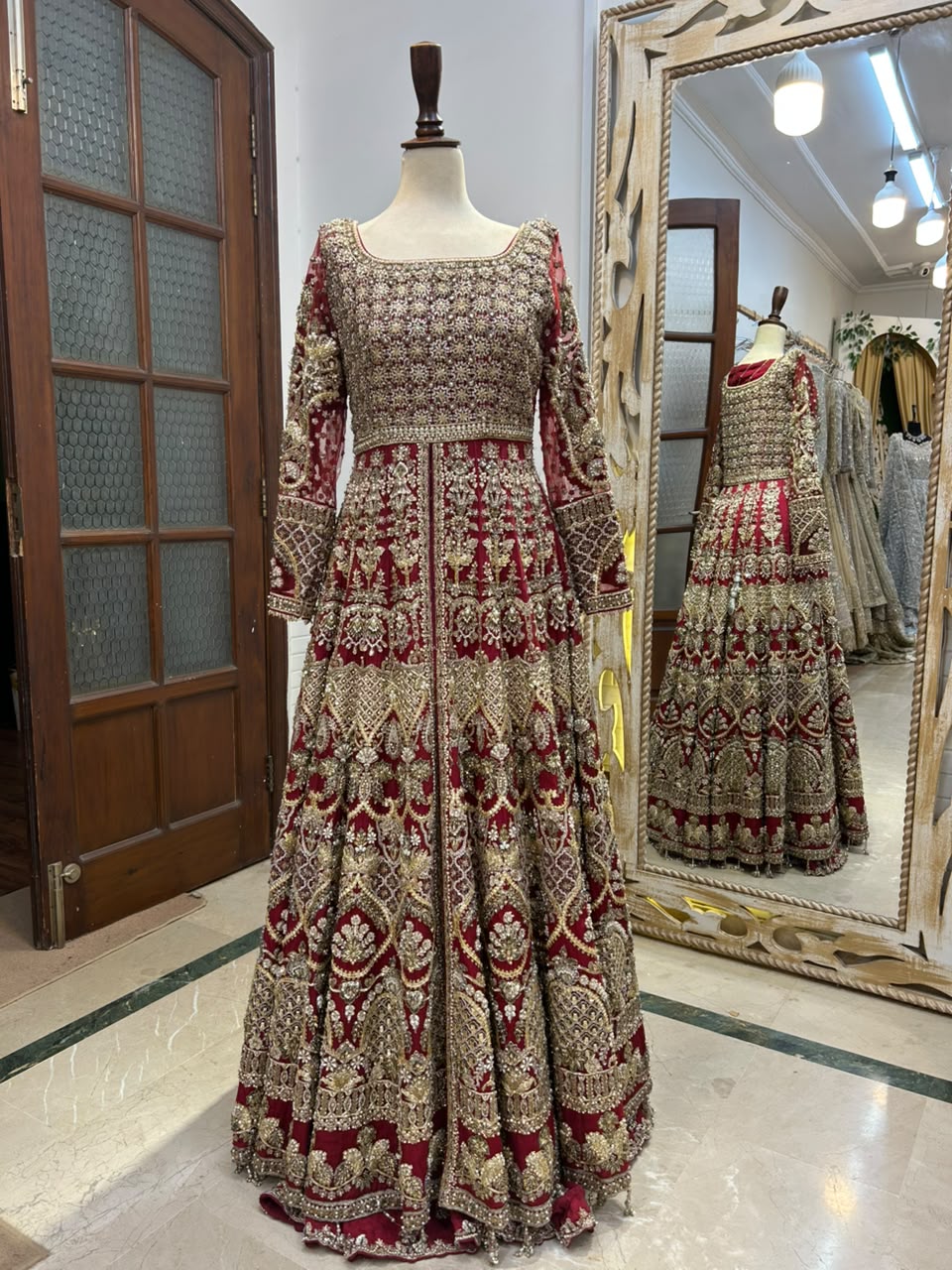 FAIZA SAQLAIN RED PISHWAS FOR SALE
