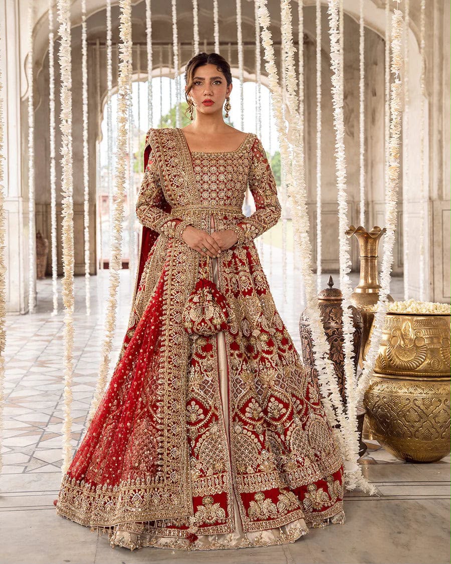 FAIZA SAQLAIN RED PISHWAS FOR SALE