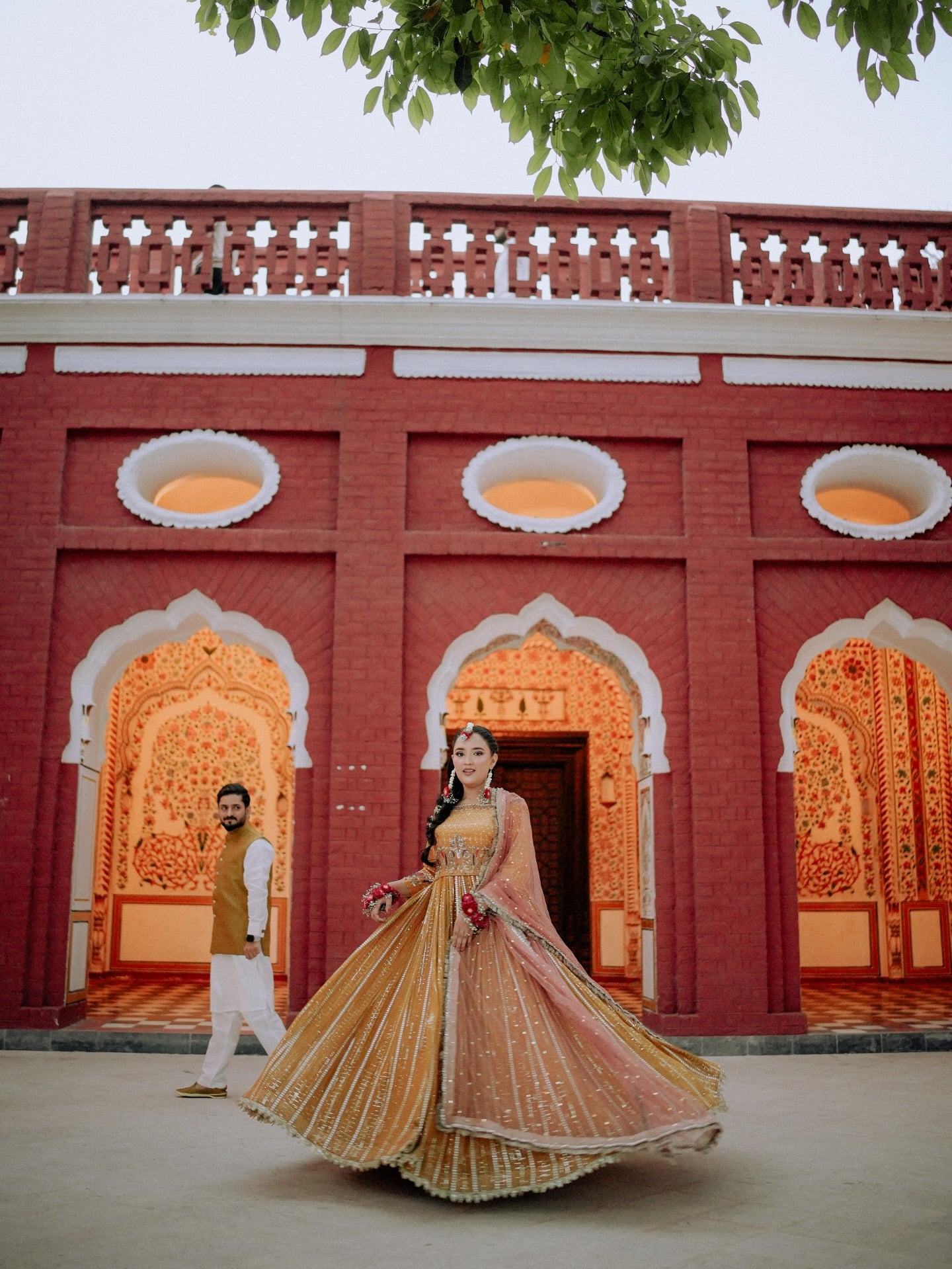 ASIAN BRIDES BY HAROON YELLOW LC WITH PLAIN CHOLI