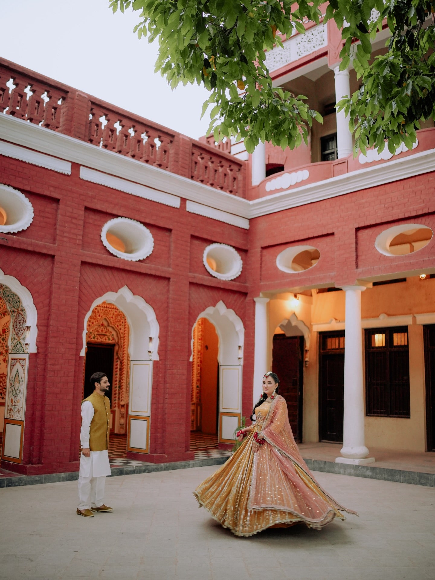 ASIAN BRIDES BY HAROON YELLOW LC WITH PLAIN CHOLI