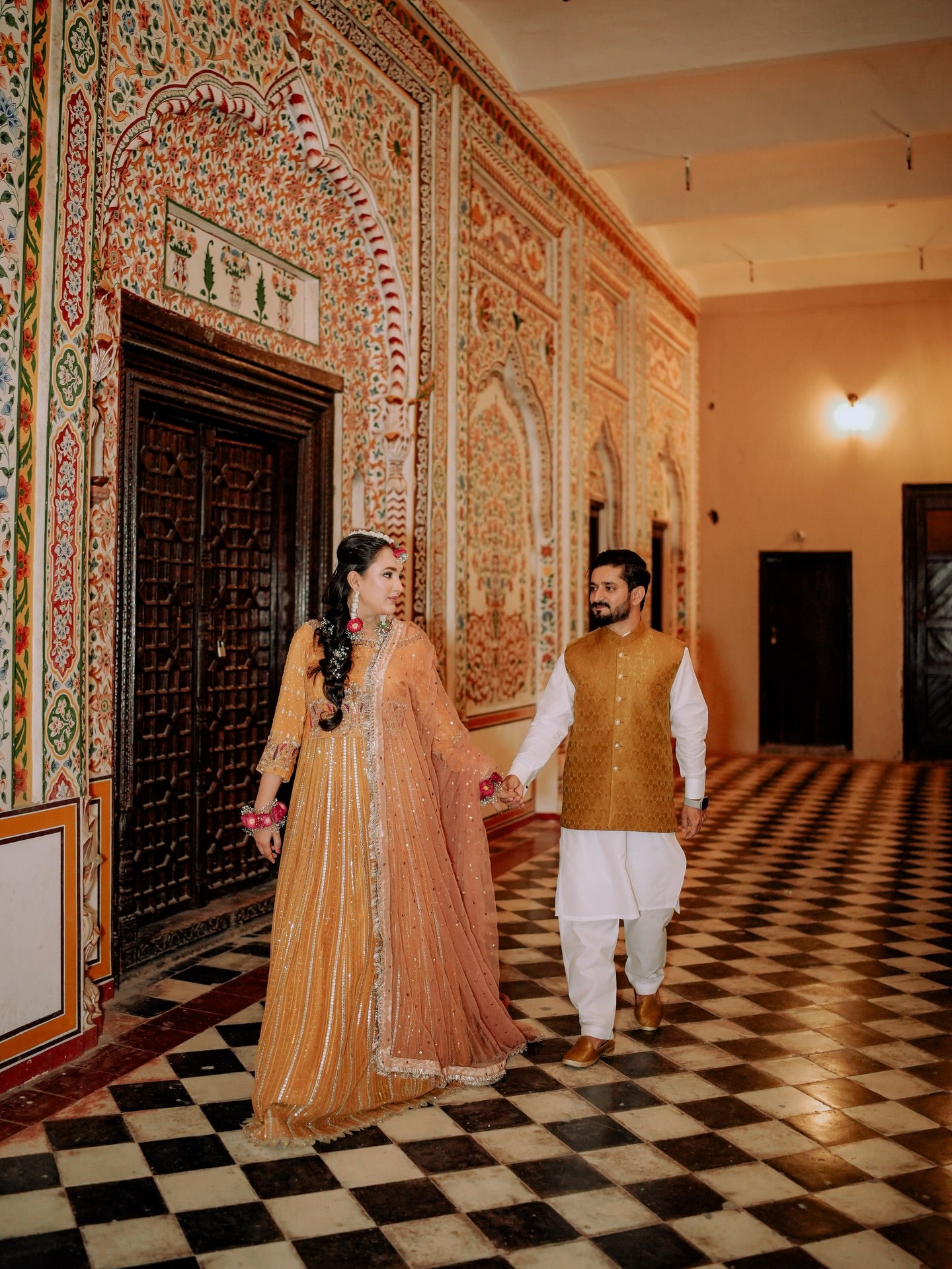 ASIAN BRIDES BY HAROON YELLOW LC WITH PLAIN CHOLI