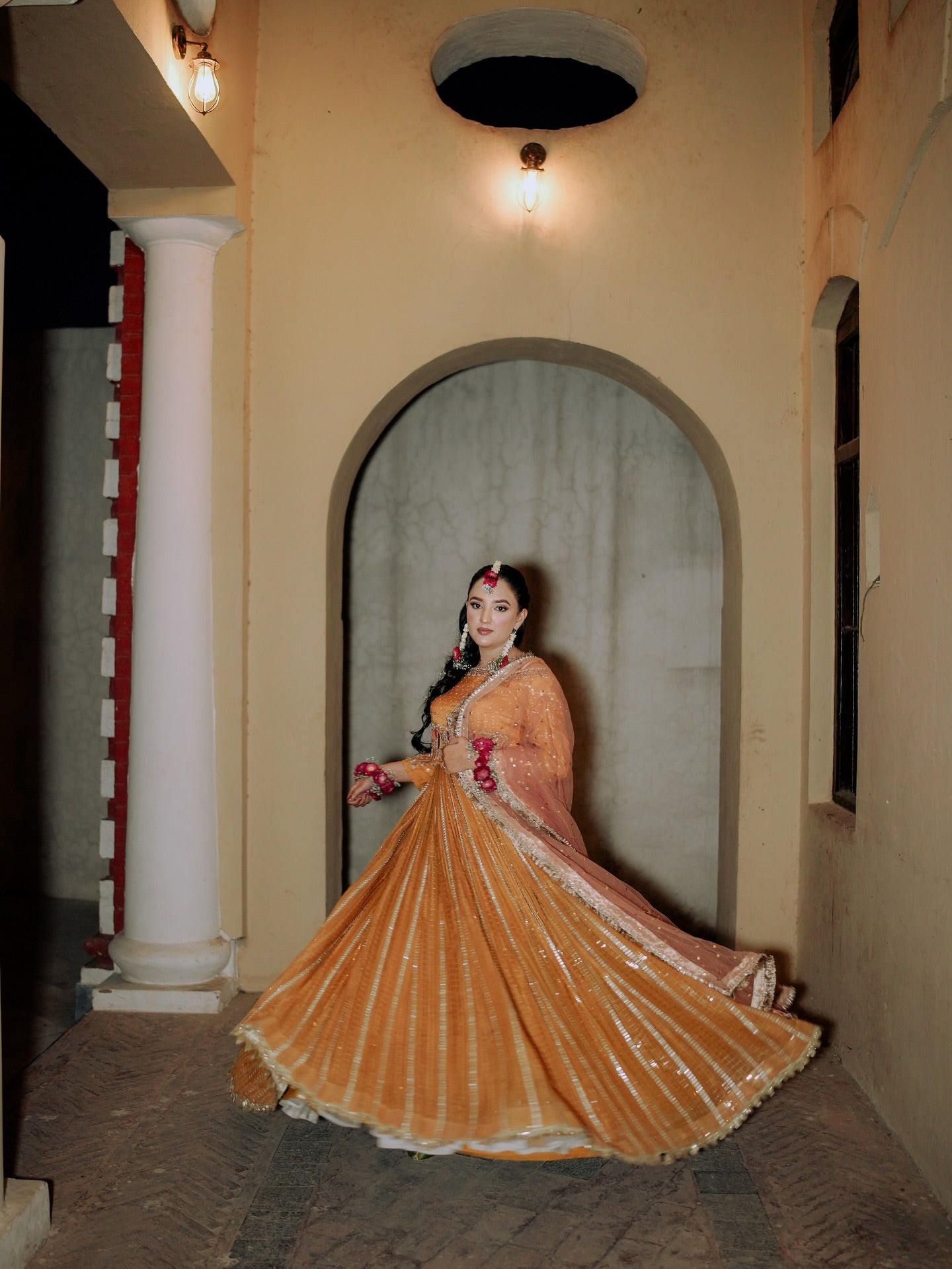 ASIAN BRIDES BY HAROON YELLOW LC WITH PLAIN CHOLI