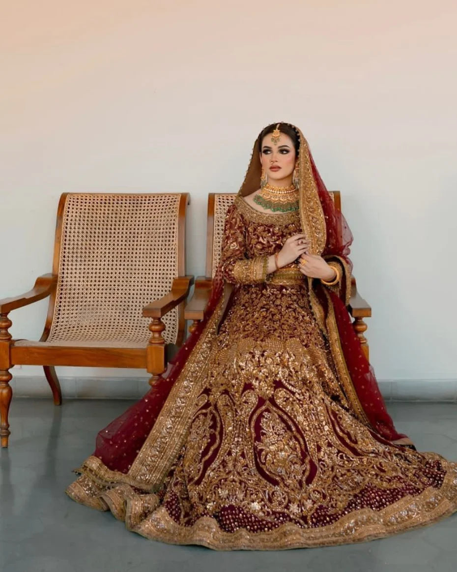 FAHAD HUSSAYN MAROON LEHNGA CHOLI-FM01