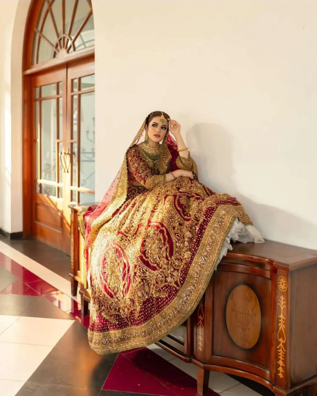 FAHAD HUSSAYN MAROON LEHNGA CHOLI-FM01
