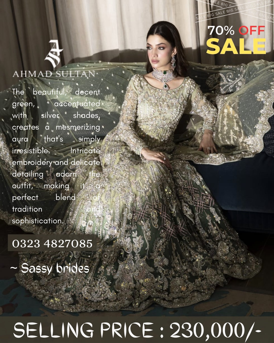 AHMAD SULTAN OLIVE GREEN MAXI-FOR SALE