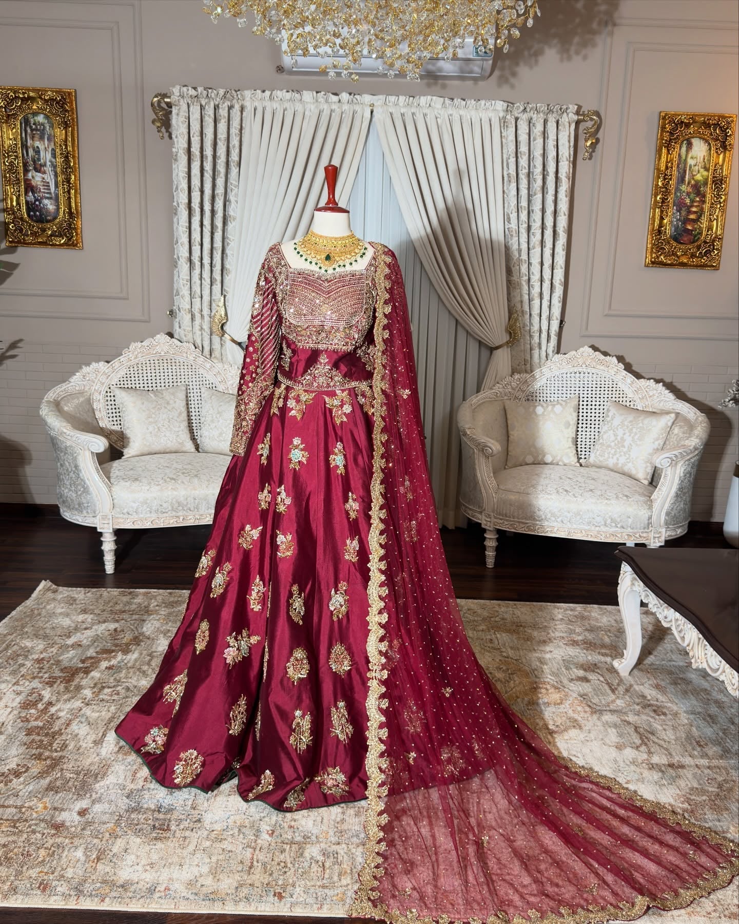 AHAMD SULTAN DEEP MAROON LEHNGA CHOLI-AS25