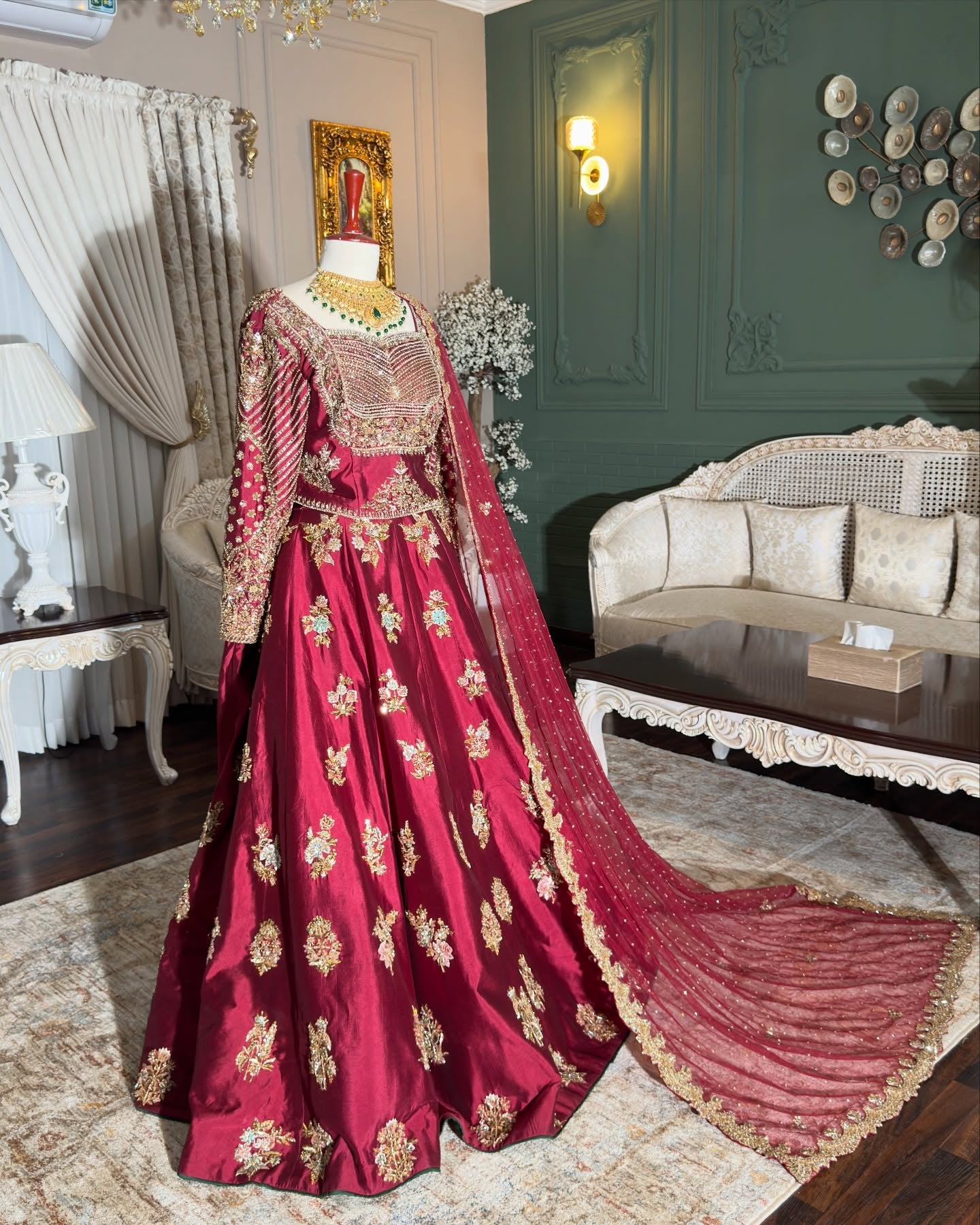 AHAMD SULTAN DEEP MAROON LEHNGA CHOLI-AS25