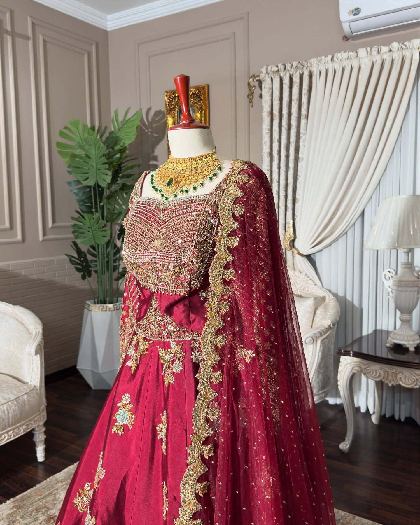 AHAMD SULTAN DEEP MAROON LEHNGA CHOLI-AS25