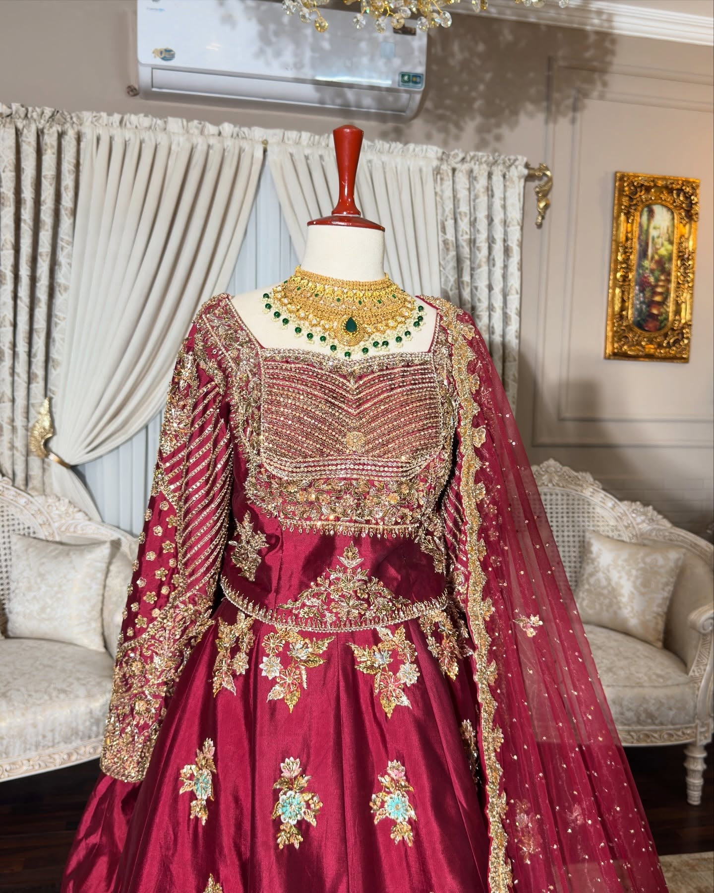 AHAMD SULTAN DEEP MAROON LEHNGA CHOLI-AS25