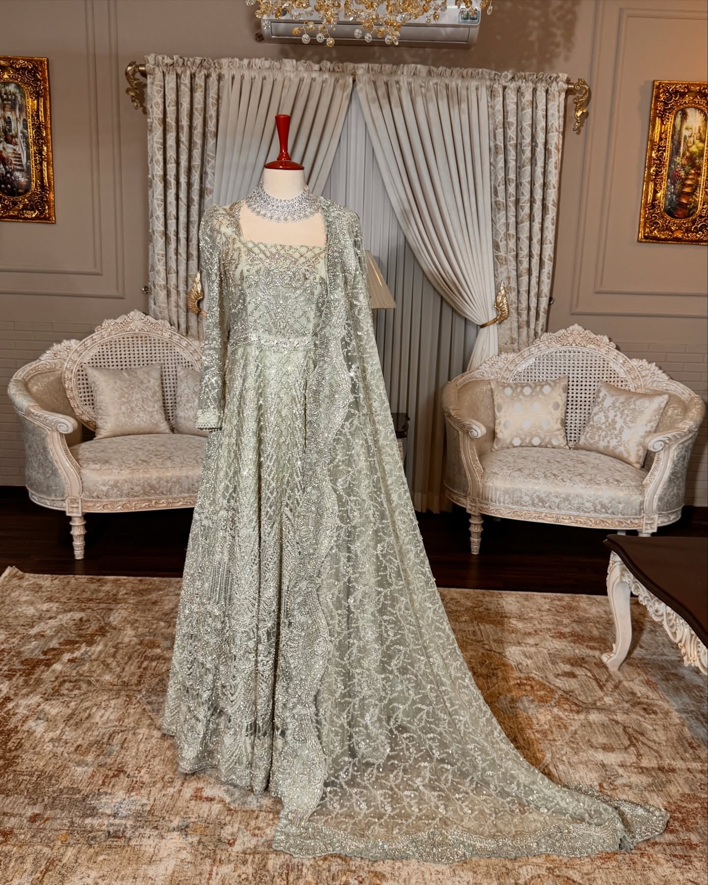 SAIRA SHAKIRA LIGHT GREEN MAXI-SS22