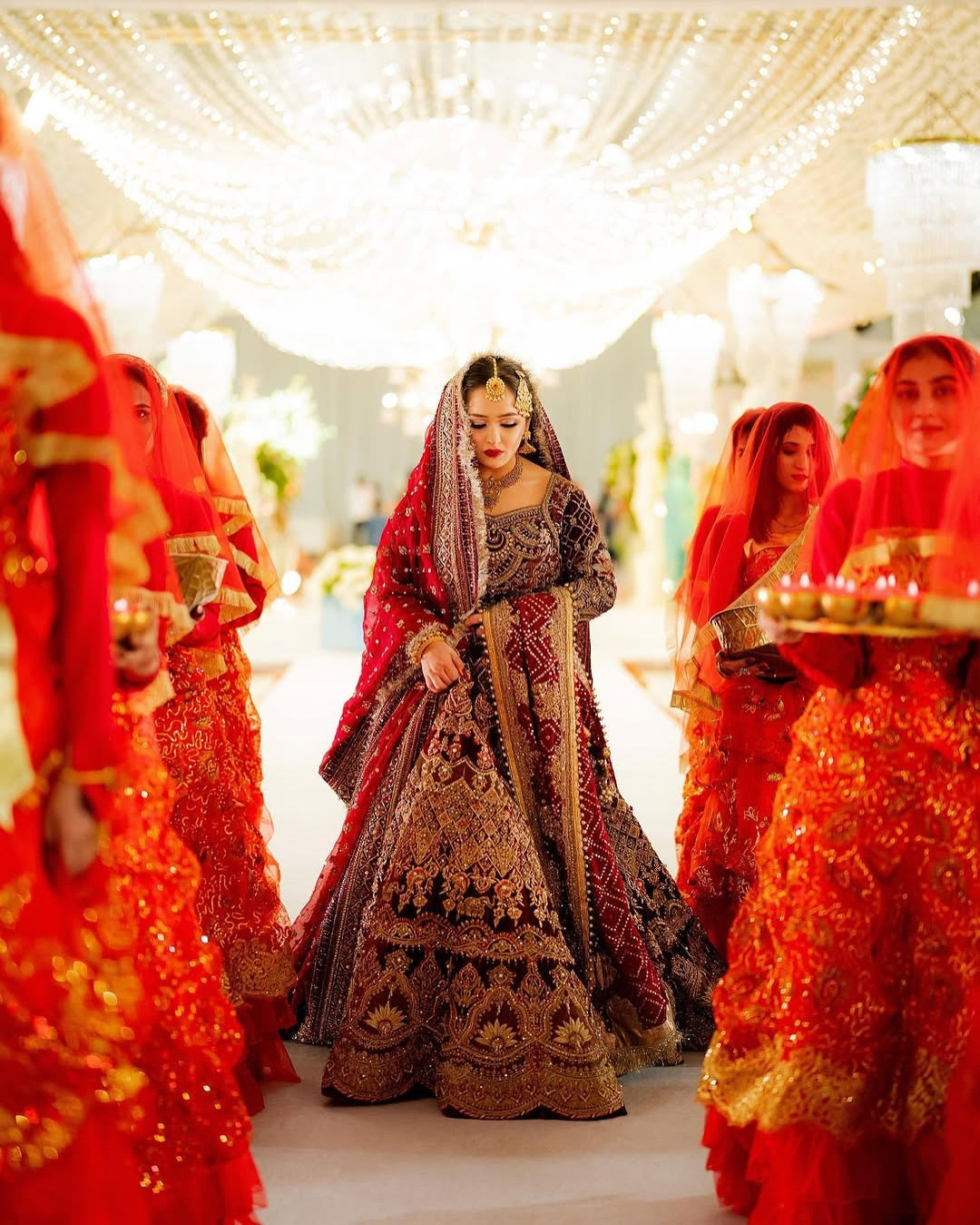 MNR Heritage Velvet Maroon Lehenga Choli- MNR05