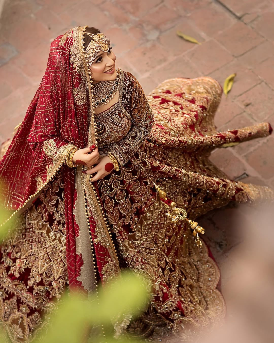 MNR Heritage Velvet Maroon Lehenga Choli- MNR05