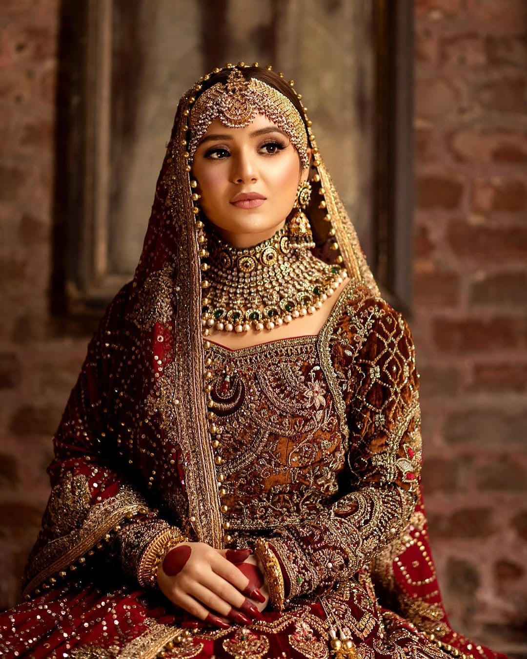 MNR Heritage Velvet Maroon Lehenga Choli- MNR05