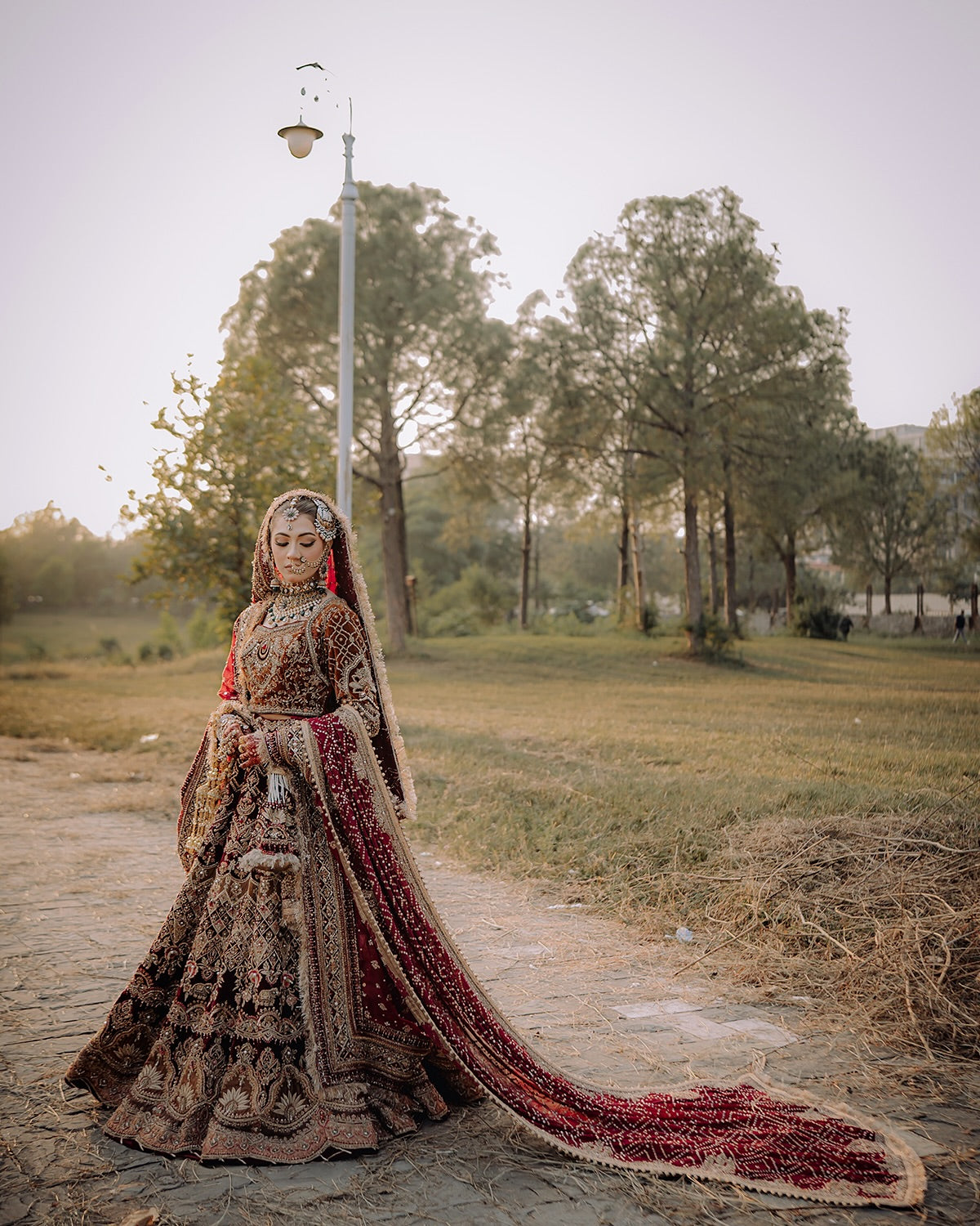 MNR Heritage Velvet Maroon Lehenga Choli- MNR05