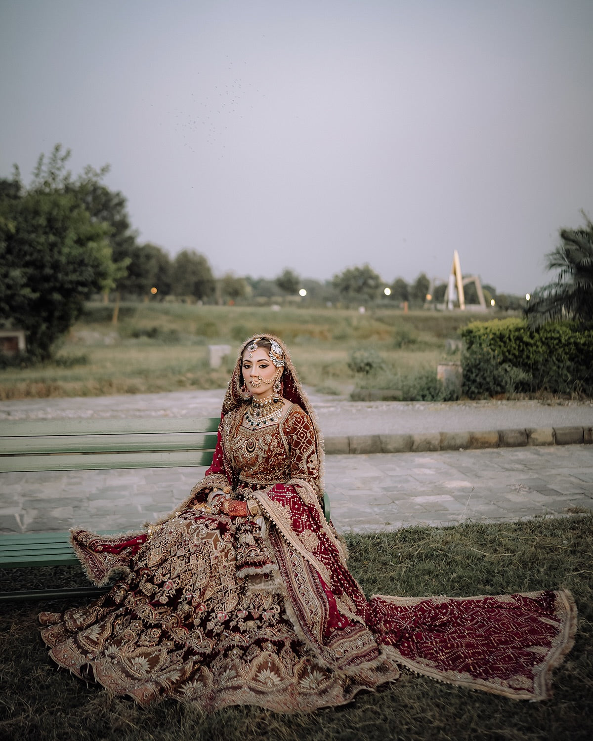 MNR Heritage Velvet Maroon Lehenga Choli- MNR05