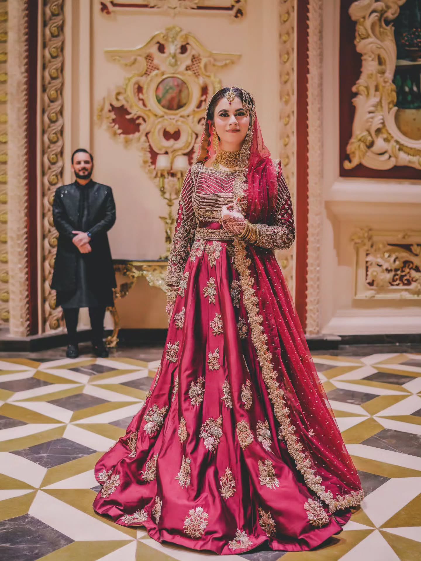 AHAMD SULTAN DEEP MAROON LEHNGA CHOLI-AS25