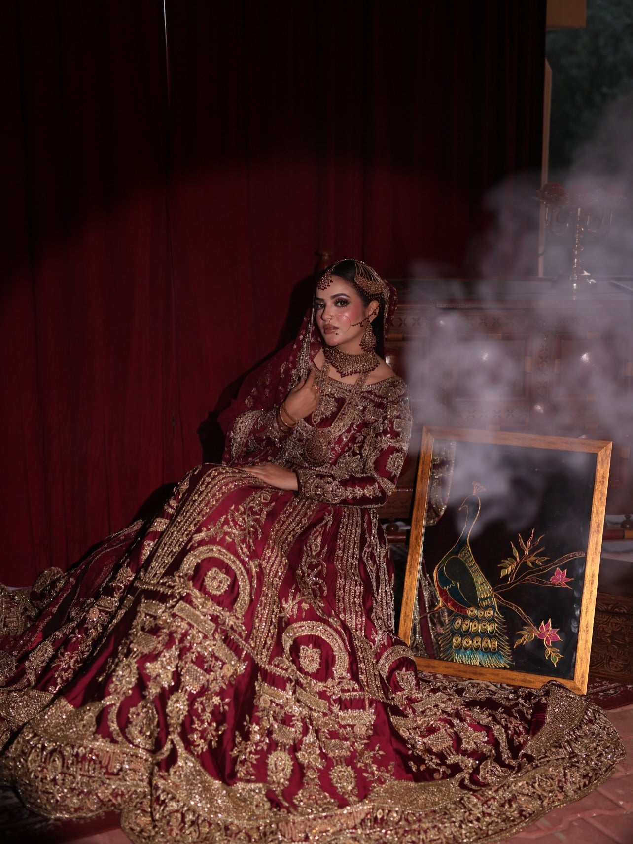 AHAMD SULTAN DEEP MAROON LEHNGA CHOLI-AS25