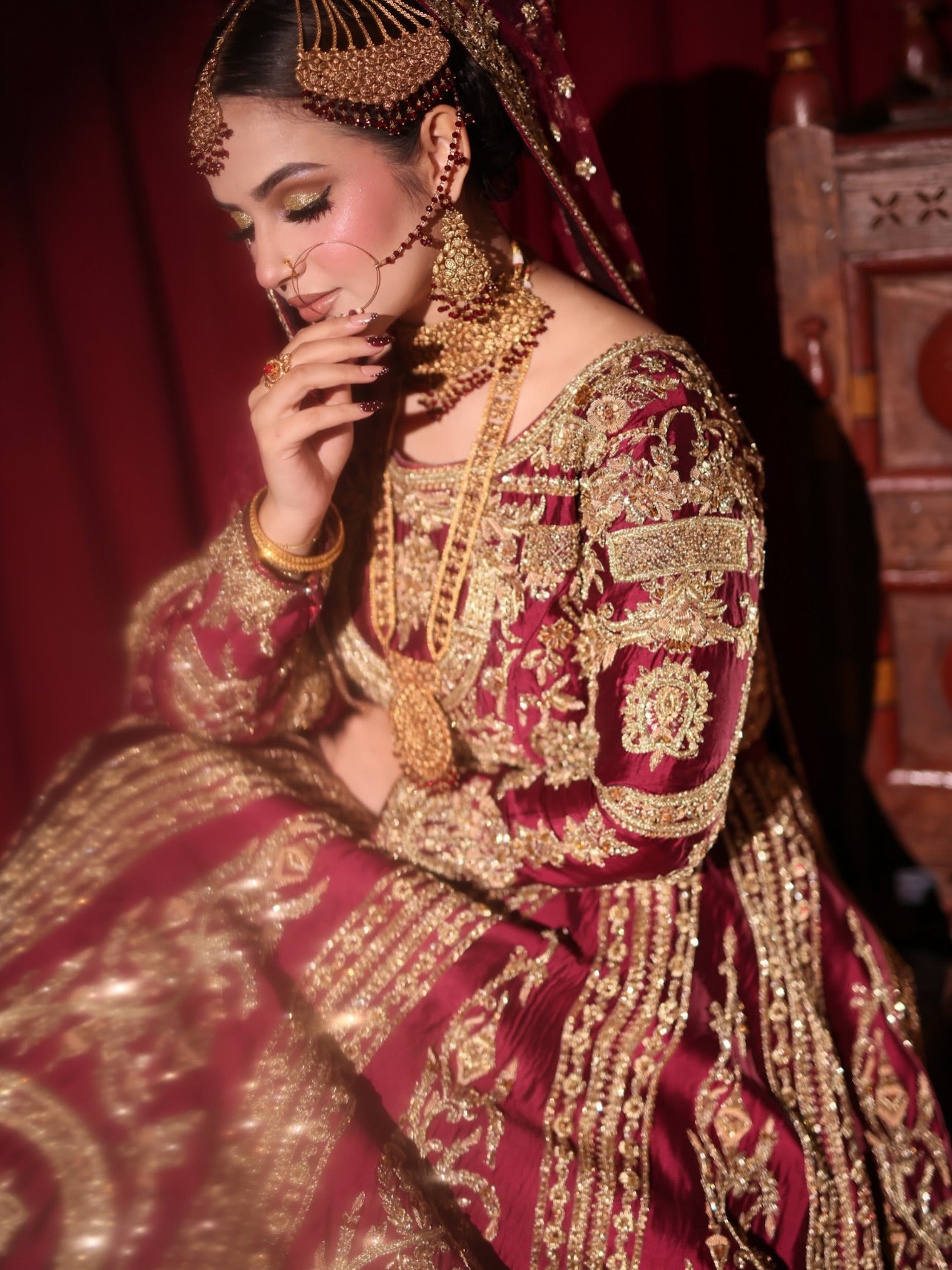 AHAMD SULTAN DEEP MAROON LEHNGA CHOLI-AS25