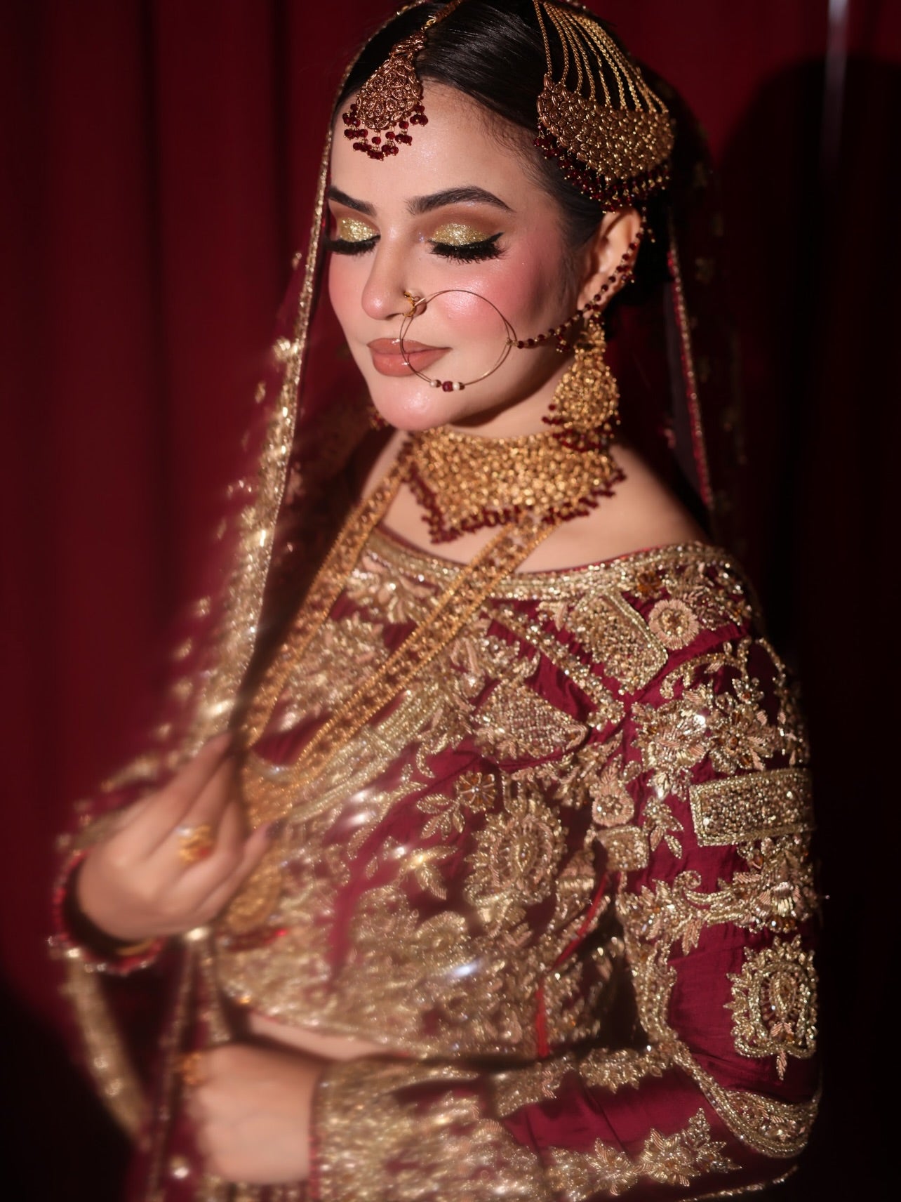 AHAMD SULTAN DEEP MAROON LEHNGA CHOLI-AS25