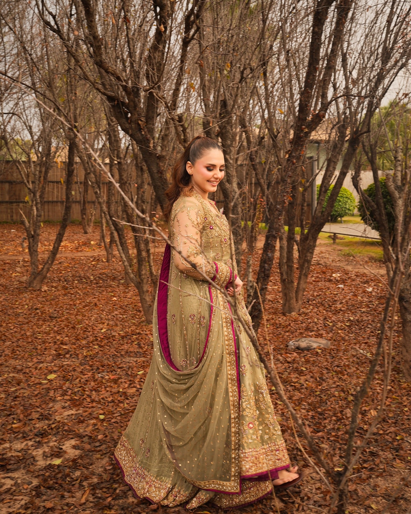 HARIS SHAKEEL OLIVE FROCK-HS20