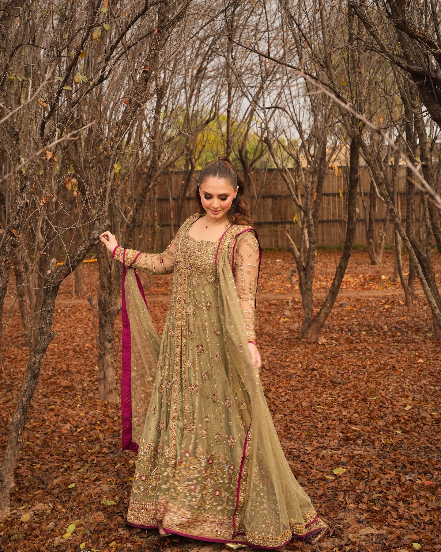 HARIS SHAKEEL OLIVE FROCK-HS20